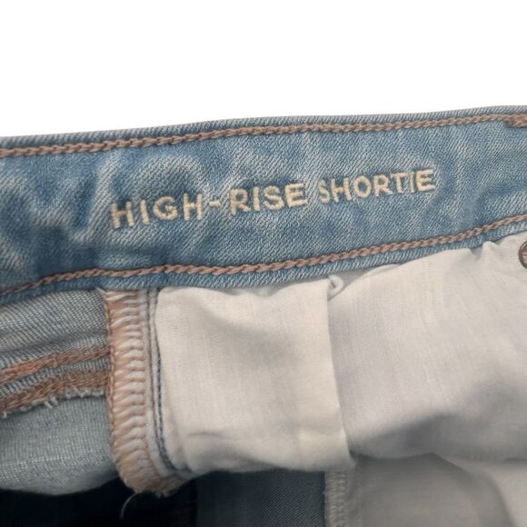 American Eagle light wash high-rise shortie cuffed shorts size 2 - Picture 4 of 5